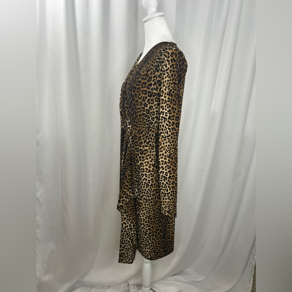Michael Kors Women’s Dark Camel Leopard Print Wrap Dress size Medium - Picture 5 of 14